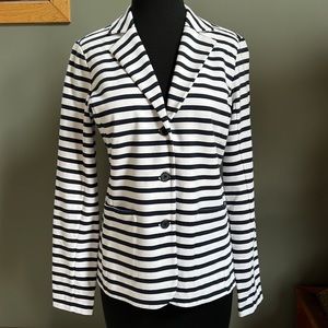 NWOT Tahari navy and white striped cotton blazer | M